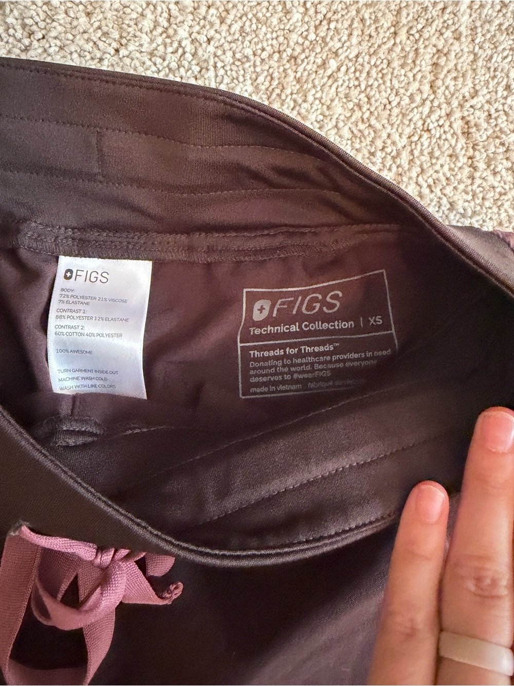 Figs Women’s Bag in Deep Plum with Dusty Pink Tie